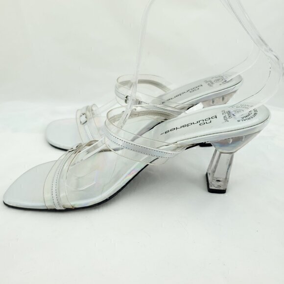 VTG Y2K Clear/Holographic Silver Lucite Slip-On Sandals No Boundaries 8.5 - Picture 8 of 12